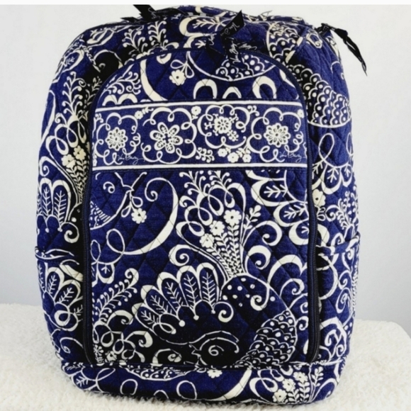 VERA BRADLEY Navy Blue Twirly Birds Backpack - Picture 14 of 16